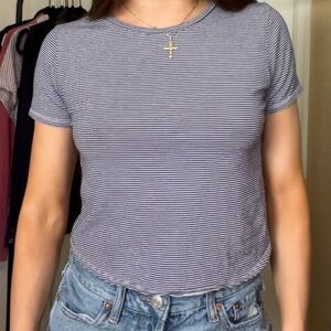 Stretchy Navy Striped Baby Tee